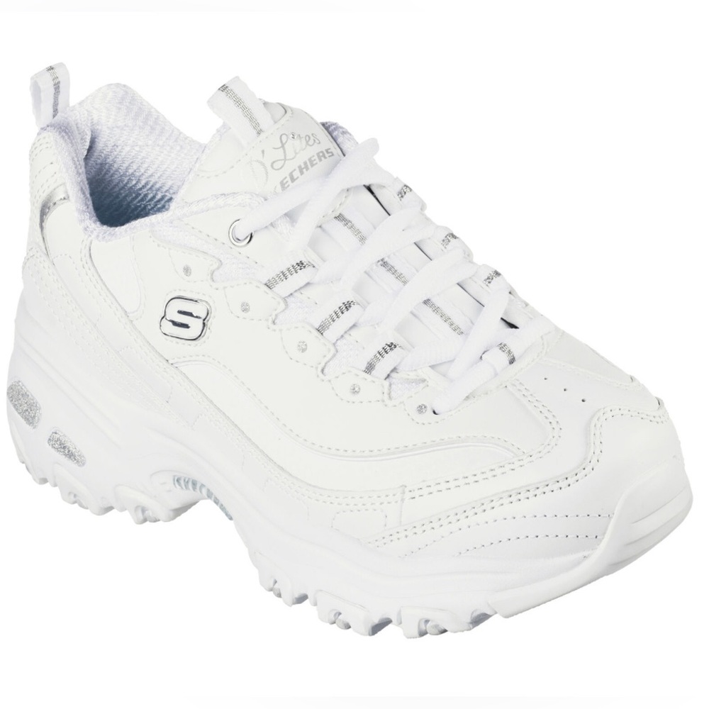 sketchers white tennis shoes